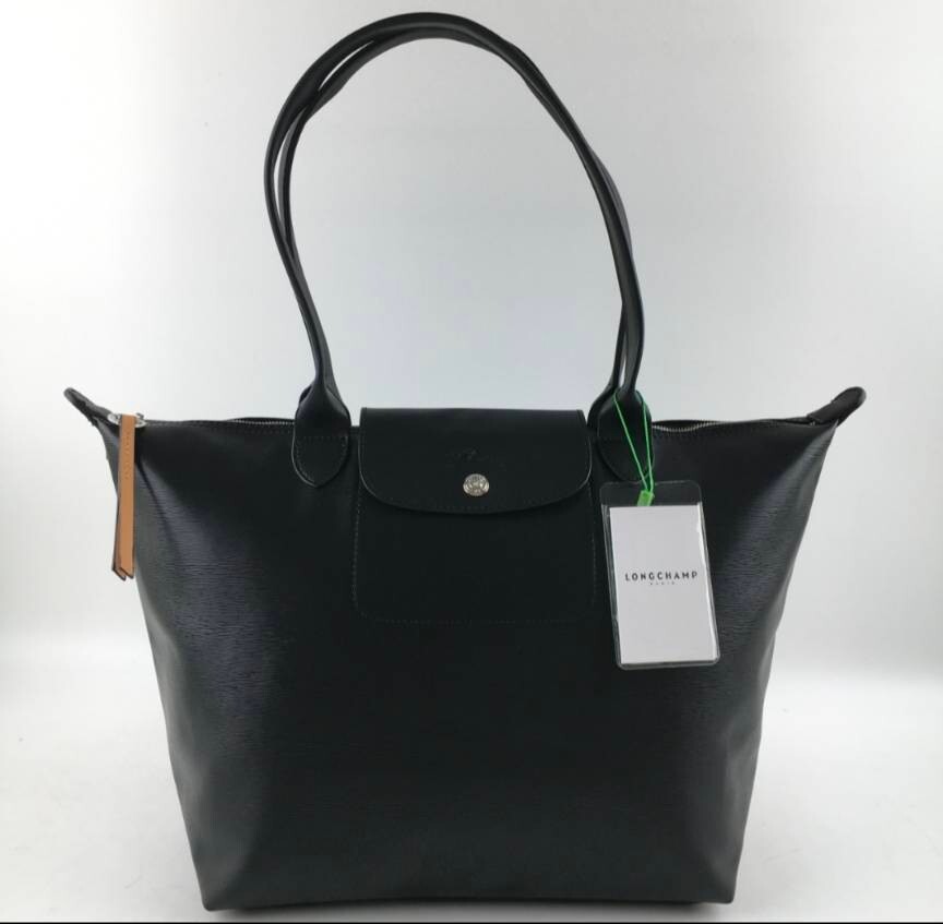 VIP【関税送料無料】希少 LONGCHAMP BLACK LEATHER CABAS TOTES LONGCHAMP Le Pliage City L Totebag Black - Leather New | eBay