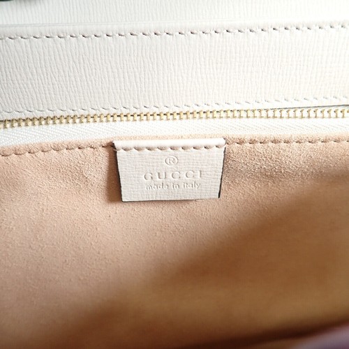 GUCCI Horsebit 1955 Shoulder Bag GG Supreme Canvas White Leather Ebony TGIS - Picture 8 of 13