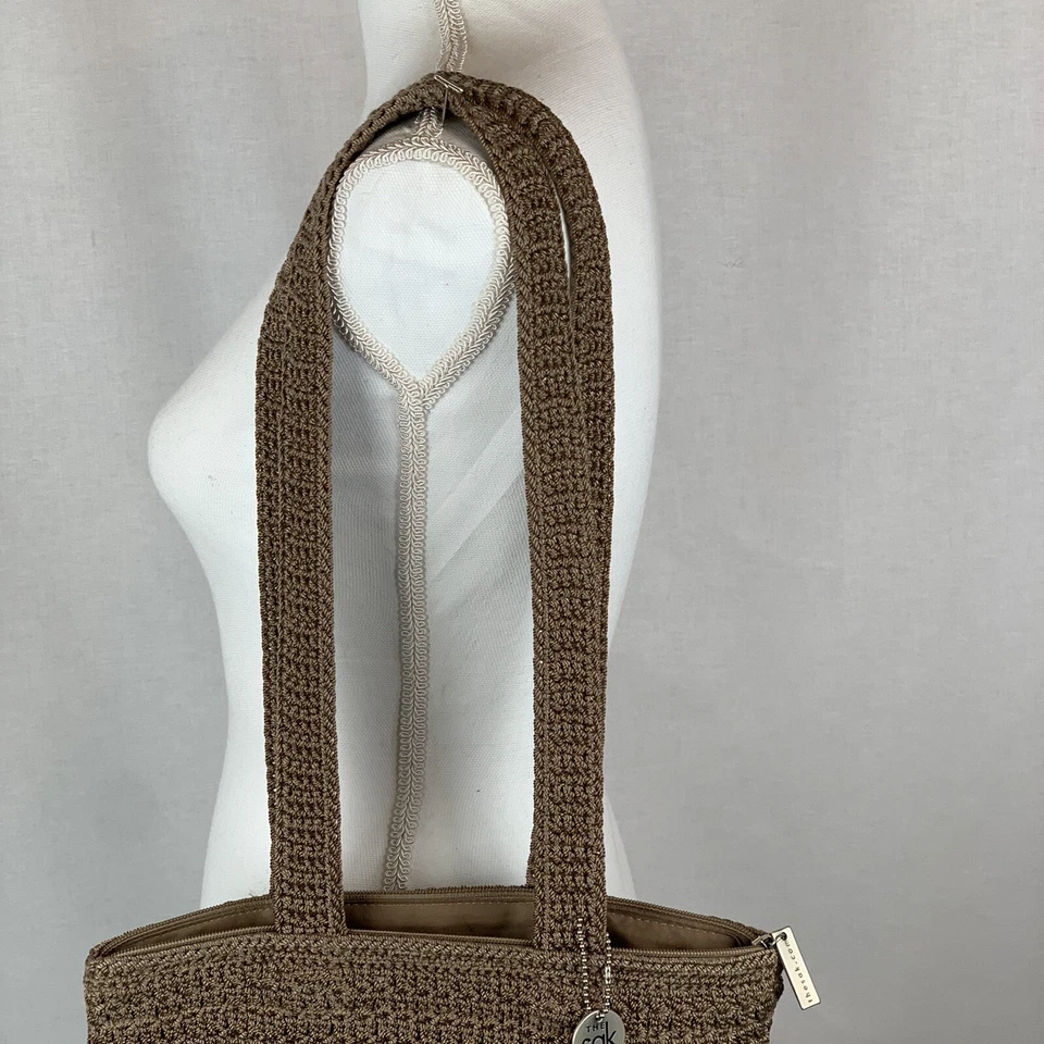 The Sak Natural Tan Woven Crochet Shoulder Bag Tote Zip Top Crochet Purse - Image 4 of 4
