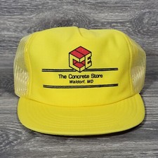 VTG The Concrete Store Snapback Hat Cap Adjustable NO FOAM Made in USA Yellow