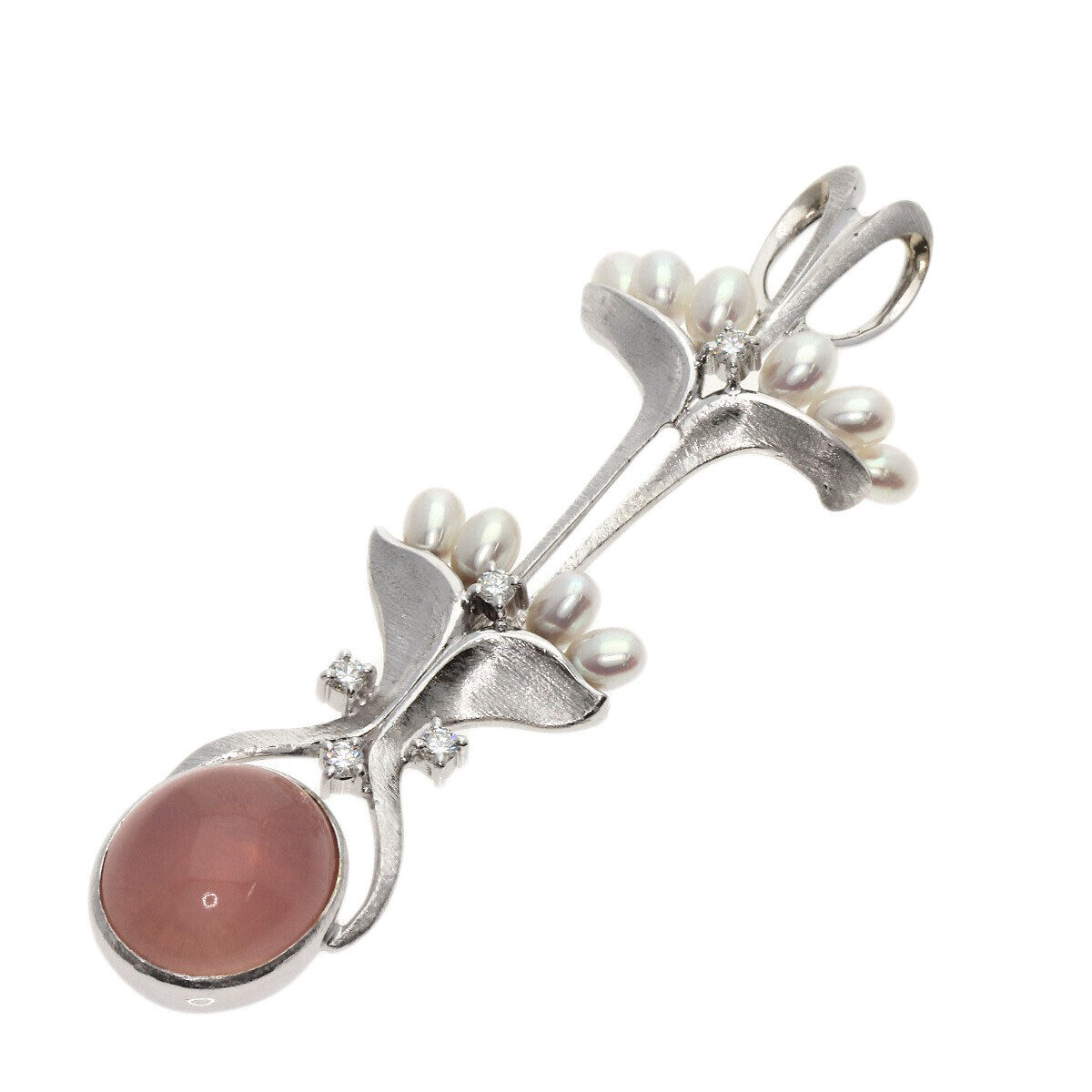 TASAKI Pendant top Rose Quartz Pearl Diamond K14 White Gold TASAKI Pendant top Rose Quartz Pearl Diamond K14 White Gold