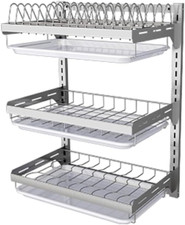 Dish Rack Wall Mounted,Hanging Dish Drying Rack,3 Tier Stainless Steel Dish Rack
