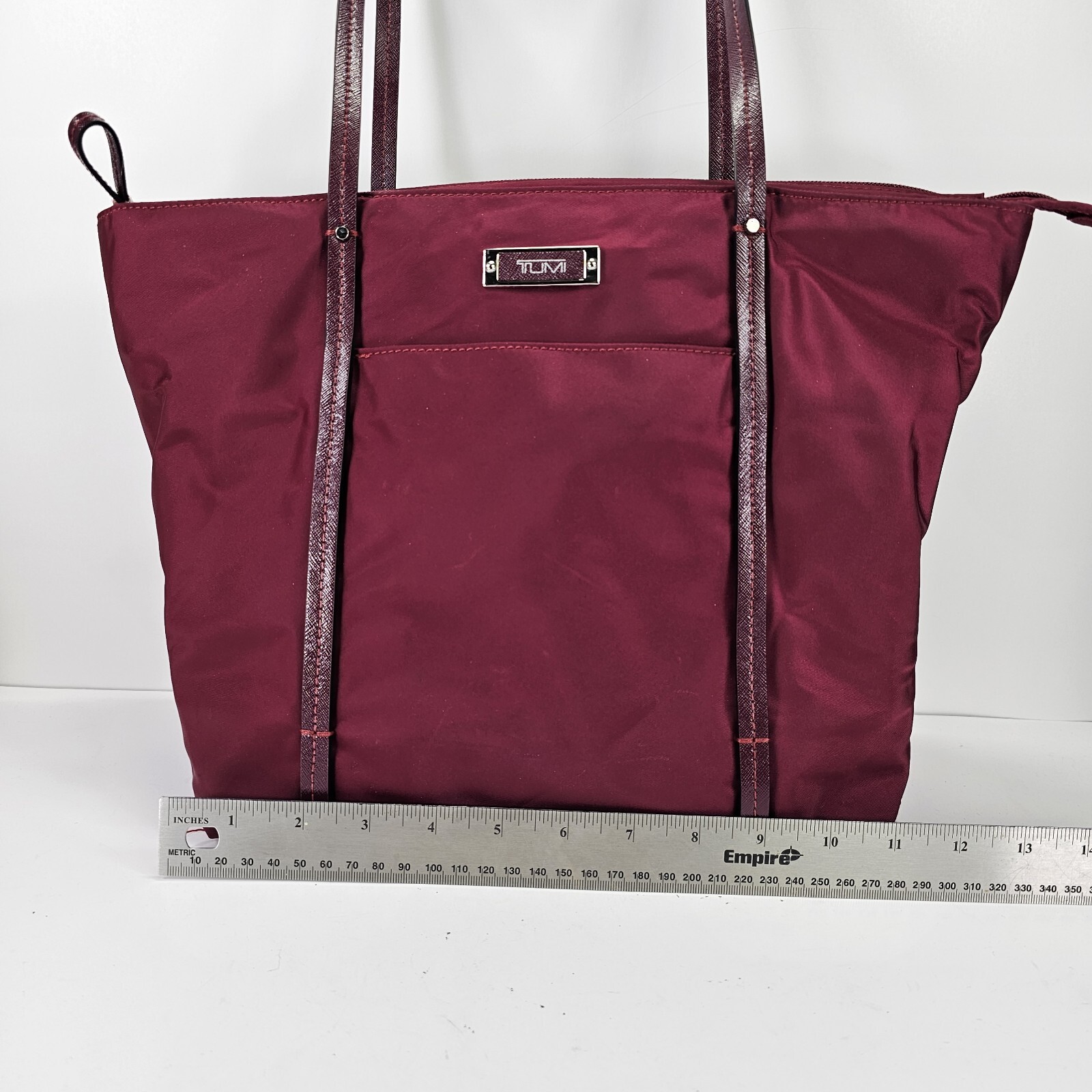 Tumi Voyageur Tote Burgundy Nylon Bag Carryall Bag Gem
