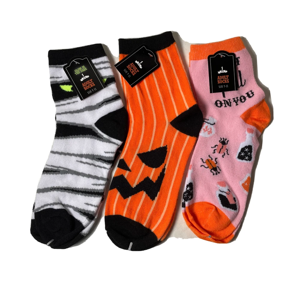 Halloween Adulto Calcetines Talla 9-11 Momia Calabaza Te hechizo Lote de 89 Foto 2 de 4