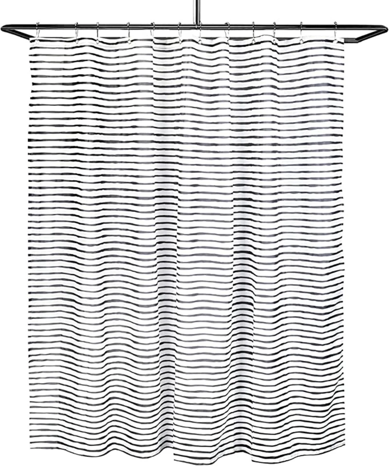 Juego de Cortinas de Ducha Modernas Diseño Varato Gris Oscuro/Blanco con 12 Ganchos 72 x 72 In Foto 4 de 4