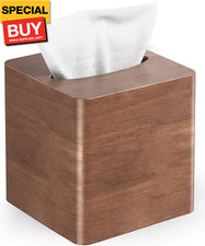 Tissue Box Cover Square - Oak Wood Tissue Box Holder for Living Room, Dinner Tab