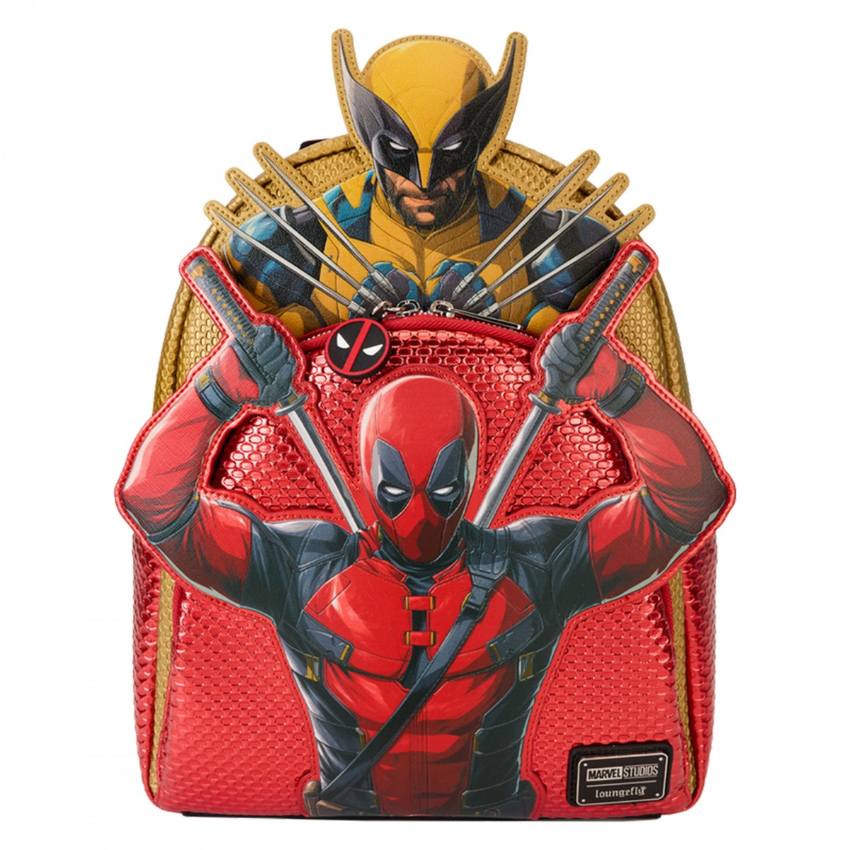 Deadpool 3 Mini Metallic Faux Leather Backpack By Loungefly  display picture 3