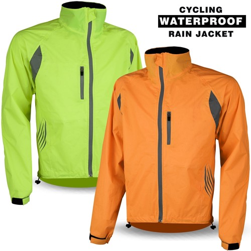 Cycling Waterproof Jacket Rain Proof Bicycle Hi Vis Visibility Coat Breathable - Picture 1 of 5