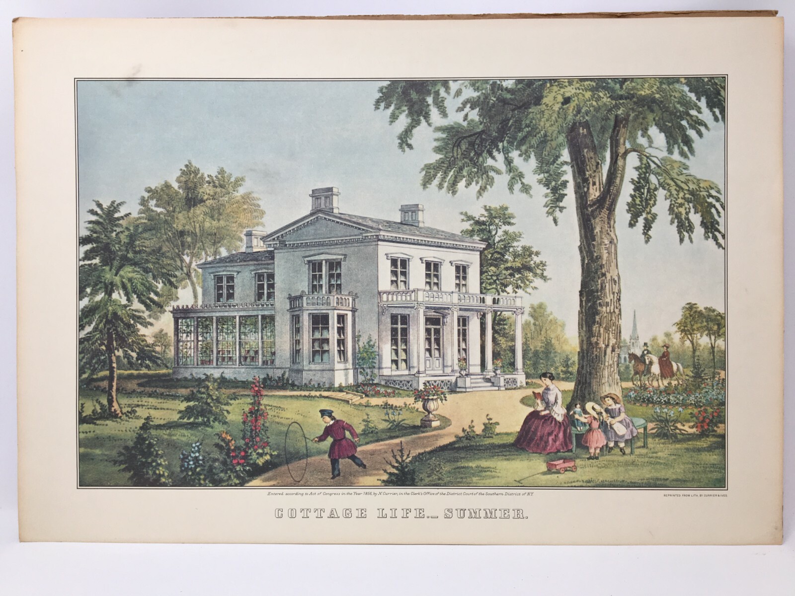 CURRIER &amp; IVES Print Calendar Topper Cottage Life Summer 1967 | eBay