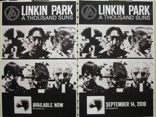 LINKIN PARK 2010 THOUSAND SUNS 2 sided promotional poster Flawless New Old Stock