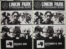 LINKIN PARK 2010 THOUSAND SUNS 2 sided promotional poster Flawless New Old Stock