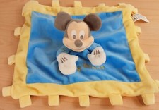 Disney Parks Mickey Mouse Plush Security Blanket Lovey Blue Yellow Crinkle