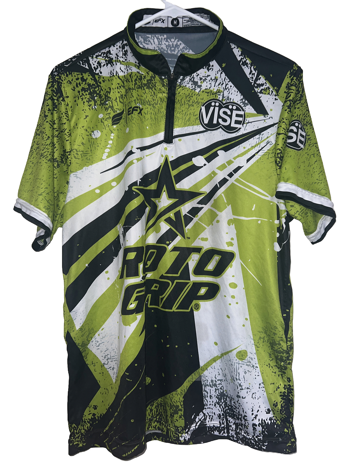 EFX ROTO GRIP SHIRT Mens Medium Bowling Shirt Jersey Vise Zip Green
