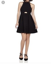New BCBGeneration Black Scalloped Dress Cocktail Little Black Dress Sz 4