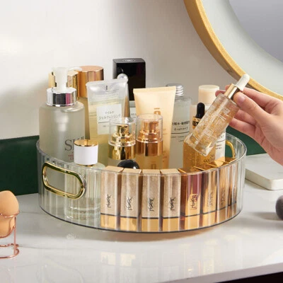 MIRROR-SPECIALIST Rotating Makeup Organiser Cosmetic Storage Box Perfume Display Stand Fruit Tray