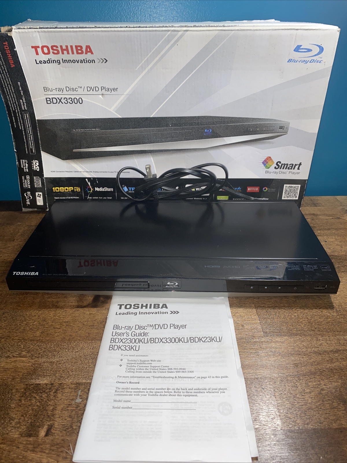 Toshiba BDX3300 Smart Blu-Ray Disc & DVD Player. NO REMOTE.