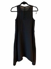 Madewell Black S Parkview Silk Sheer Asymmetrical Hem Cocktail Party Date Dress