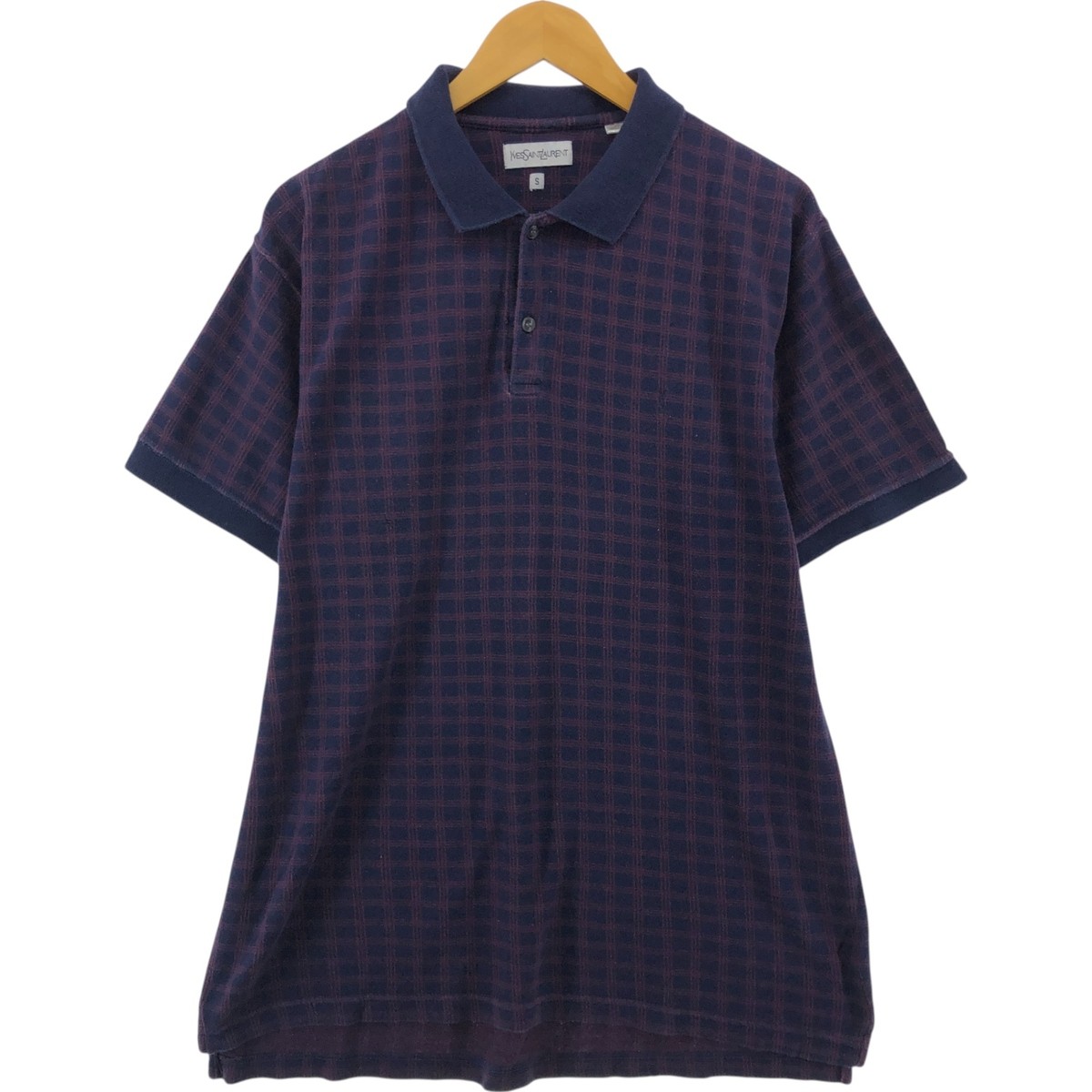 Polo vintage Yves Saint Laurent modello a quadri manica corta uomo taglia...