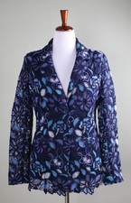 BEREK 370 Floral Embroidered Lined Notch Collar Blazer Jacket Top Size Large