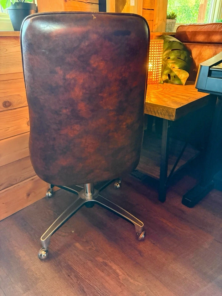 Beautiful Vintage 60s Chromcraft Swivel Chair Mottled Brown - Image 3 of 4