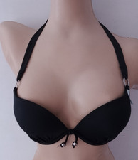 BOUX AVENUE BLACK BOOST U/WIRED BIKINI TOP HALTER  32B BNWT