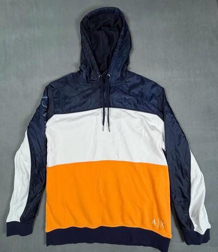 A|X Armani Exchange Hoodie Jacket Adult L Colorblock Pullover Bomber Mens - Picture 1 of 15