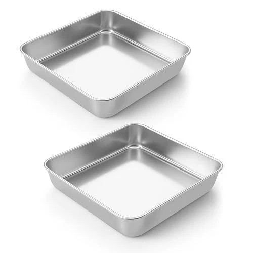 2 Pack 8x8 Inch Stainless Steel Square Cake Pans Baking Lasagna Brownie Bread
Opens in a new window