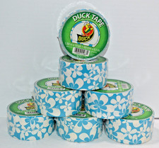 New Duck Tape Discontinued Blue White Hibiscus Flowers 1.88" x 3 yds Lot of 7