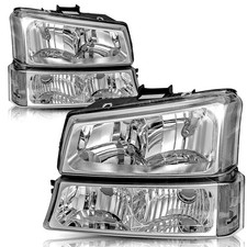 For 2003 2004 2005 2006 Chevy Silverado Chrome Headlights Signal Bumper Lamps