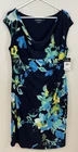 NEW LRL Ralph Lauren Dress Womens sz 16 Floral Ruched Sheath Drape Neck cap slv