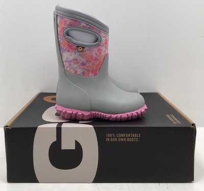 Bogs Little Girls Durham Tie Dye Rain Boots In Pink/Gray Size 7