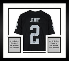 Framed Ashton Jeanty Raiders Signed Nike Black Limited Jersey w/#6 Pick Insc