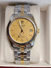 Tudor Glamour Date 55003 Men's Watch Automatic 36mm Gold Dial Gold Plated