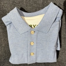 Orvis Men's Heathered Blue Short Sleeve Signature Heavyweight Cotton Polo XL