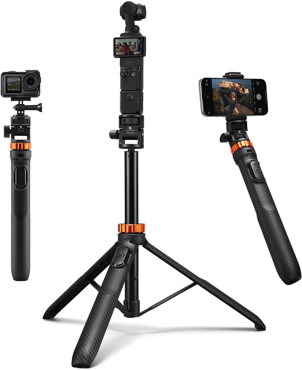 Bastone Selfie 175Cm, Treppiede per Smartphone Con Telecomando E Vite Da 1/4", 2