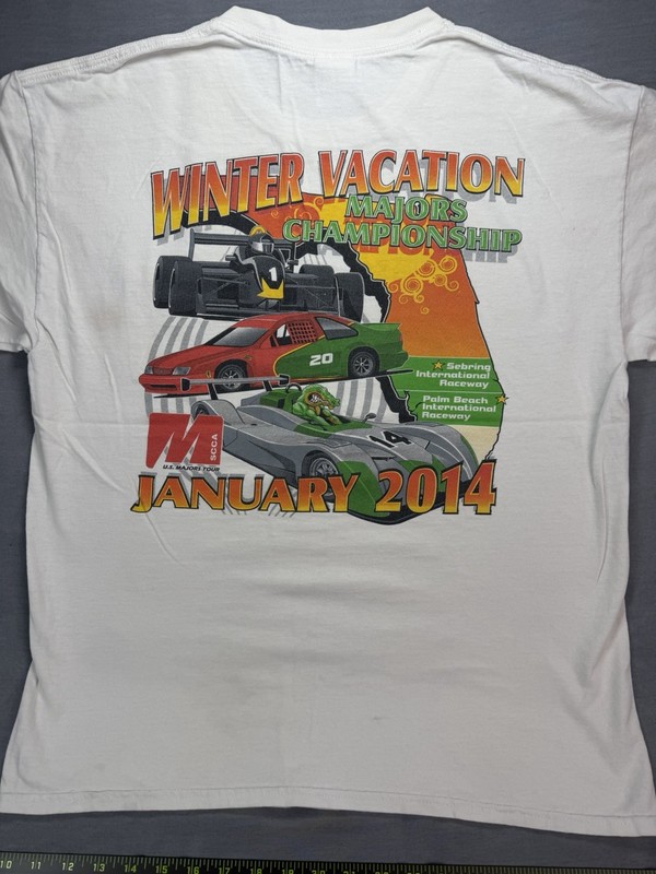 2014 SCCA Winter Vacation Majors Championship T-Shirt, Size L. Pocket Shirt.