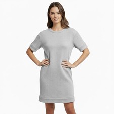 Banana Republic Dress Women XS Grey Herringbone Quilted Short Sleeve Modern Chic