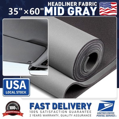 Medium Gray Flat Knit Headliner Fabric Roof Upholstery Repair Replace 35''×60''
