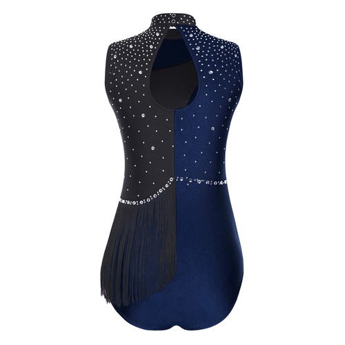Womens Leotard Tassel Jumpsuit Figuring Skating Bodysuit Ballet Glittery Gym - Picture 28 of 86