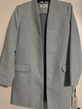 NEW w/ TAGS CALVIN KLEIN Women s Long Blue Silver Blazer Jacket Size 10 NWT