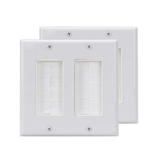 Brush Wall Plate Double Gang 2Pack,Cable Cover Brush Style Opening Passthroug...