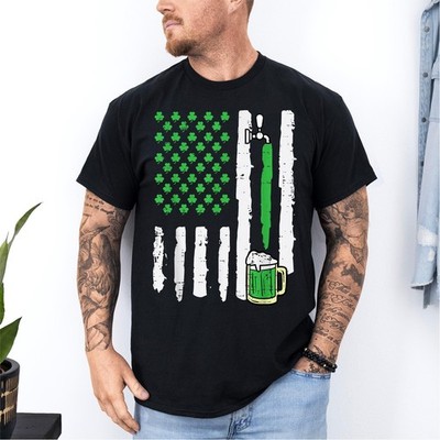 St Patricks Day America Flag Saint Paddys Patriotic Dad T-Shirt
