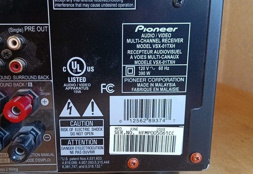 Pioneer Elite 7.1-Kanal Audio/Video Receiver VSX-01TXH Verstärker - Bild 7 von 7