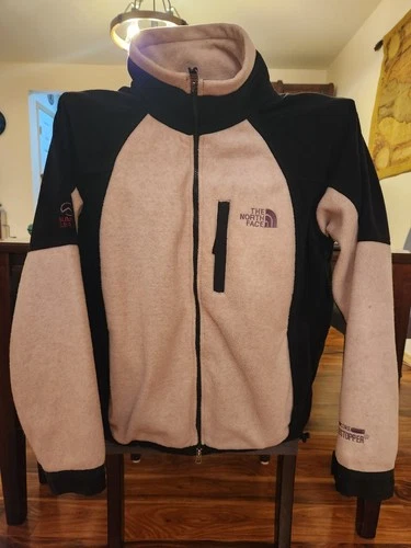 North Face jacket, fleece pile, dirty white or light grey with black - product listing photo