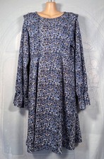 Mamalicious blue, white & tan boho long-sleeve fit & flare tunic dress, XL / 14