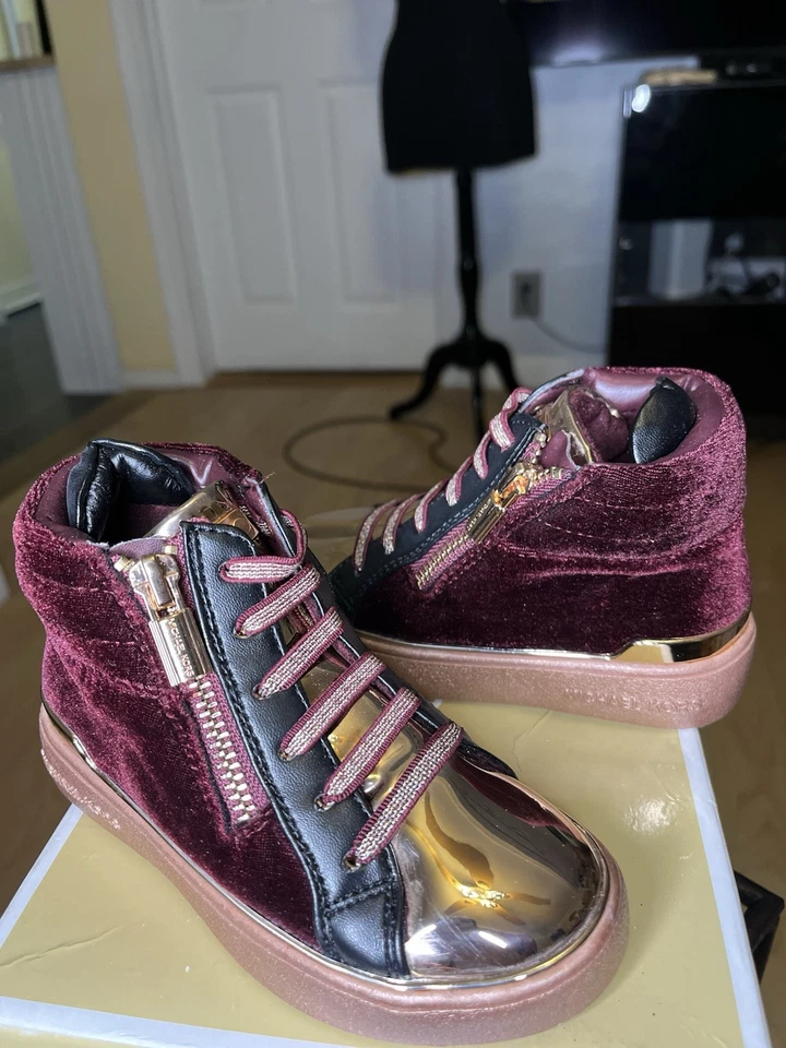 Michael Kors Ivy Bleu-T Niñas Zapatos Terciopelo Negro/Ciruela/Metálico Prendas para el torso Altas - 9T Foto 2 de 4