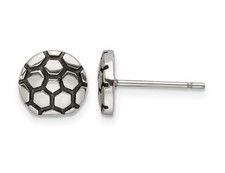 Stainless Steel Soccer Ball Post Charm Earrings