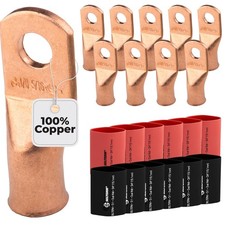 SELTERM 10pcs 1/0 Awg 5/16" Stud Battery Lugs Ring Terminal Connectors  ...