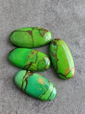 Natural Green Copper Turquoise Long Oval Cabochon 7x14mm To 12x24mm Gemstone