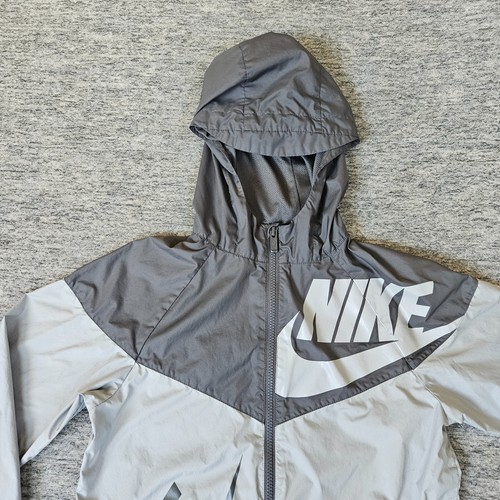 Nike Boys Gray Scale 940370-012 Large Full Zip Hooded Windrunner Jacket Running - Picture 4 of 12
